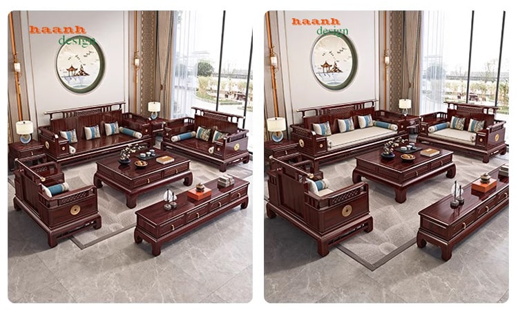 Bàn ghế sofa phòng khách giả cổ