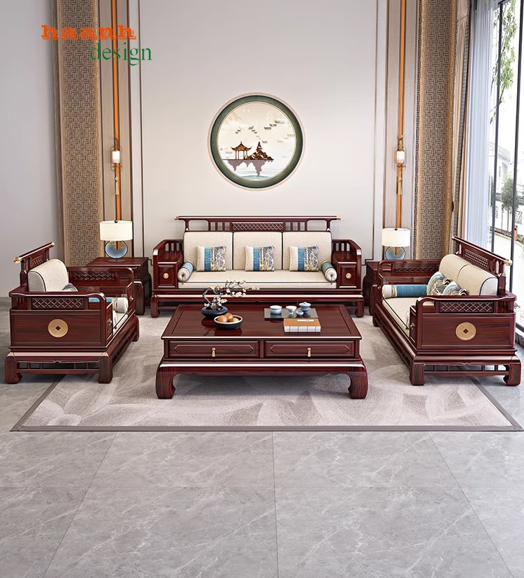 Bàn ghế sofa phòng khách giả cổ