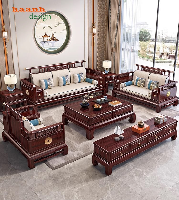 Bàn ghế sofa phòng khách giả cổ