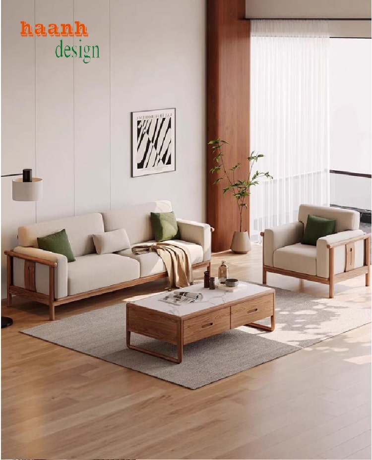 alt=Bàn Ghế Sofa Gỗ Sồi Phòng Khách