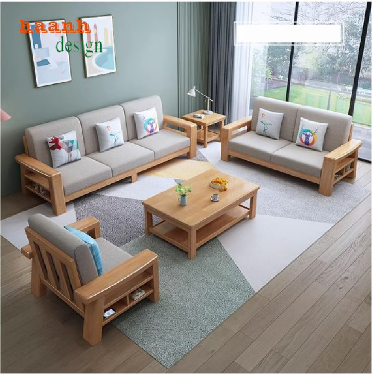 alt=Bàn Ghế Sofa Gỗ Sồi Phòng Khách