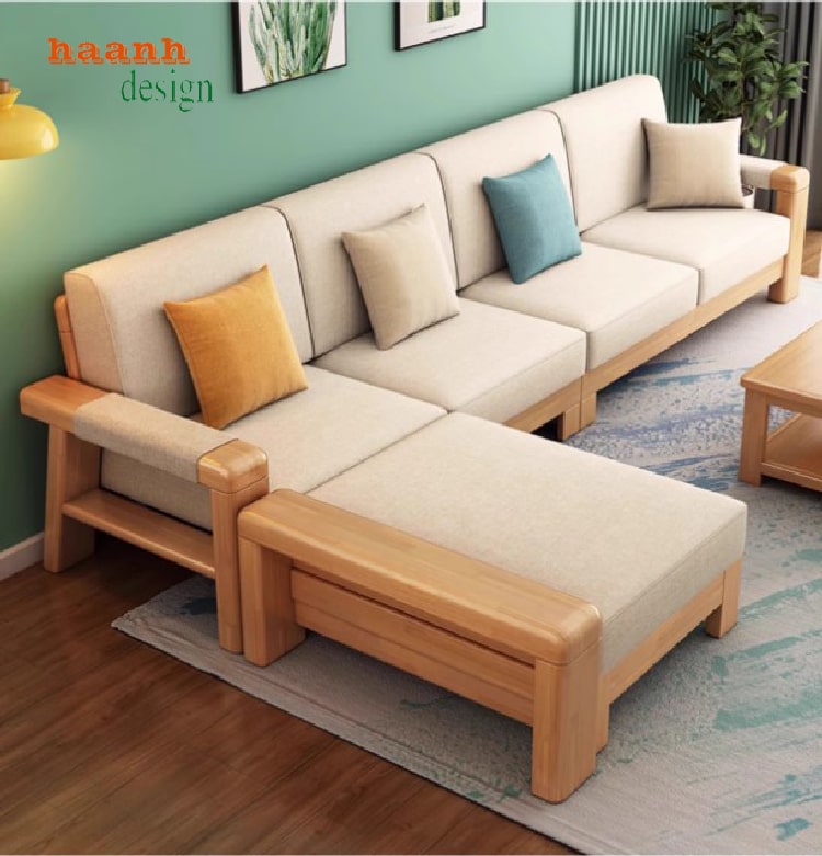 bộ bàn ghế sofa gỗ sồi Nga đệm mút chất lượng