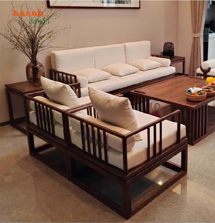 Thiết kế bộ sofa gỗ óc chó theo phong cách hiện đại