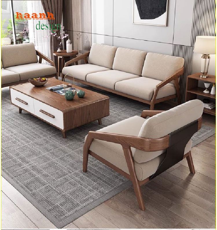 bàn ghế sofa gỗ phòng khách hiện đại
