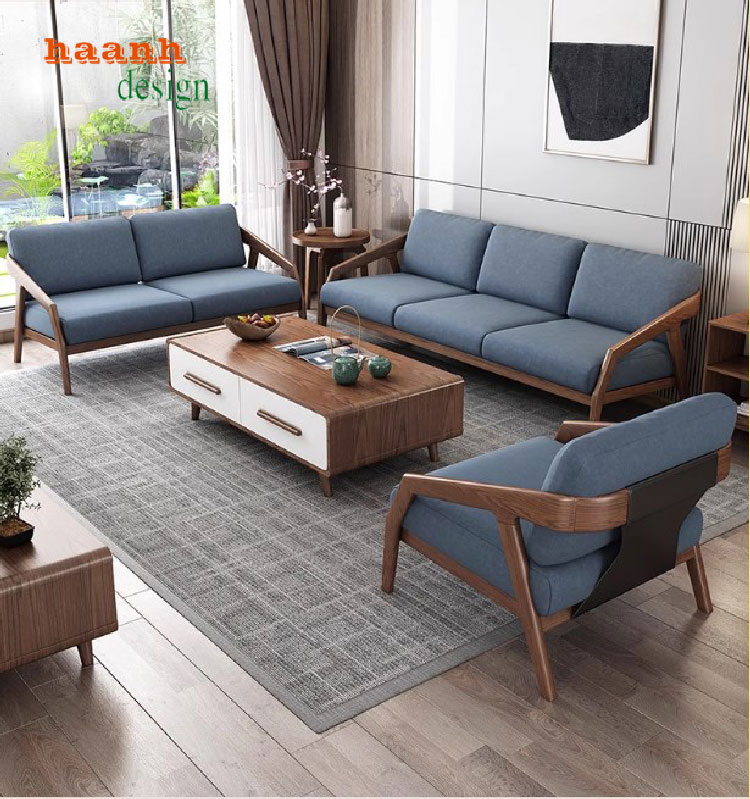 bàn ghế sofa gỗ phòng khách hiện đại