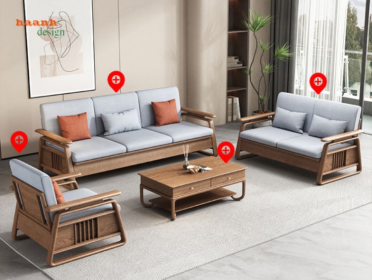 Sofa phòng khách gỗ tự nhiên