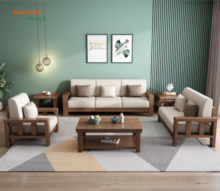 Sofa phòng khách gỗ tự nhiên phong cách hiện đại SFH001