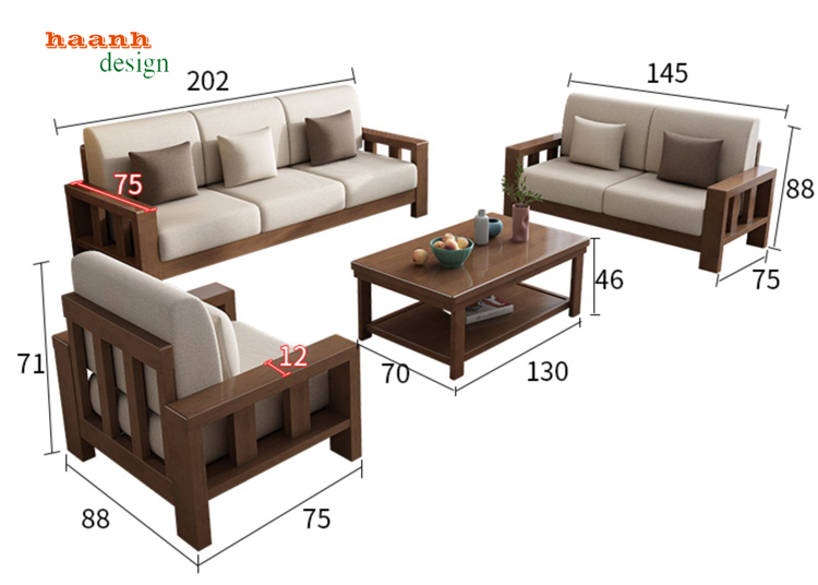 Sofa gỗ tự nhiên phòng khách
