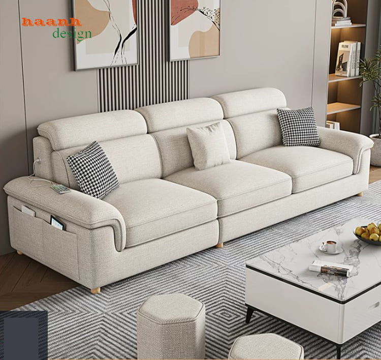 SFN 018 cấu hình ghế dài Sofa nỉ hiện đại dạng ghế dài màu kem