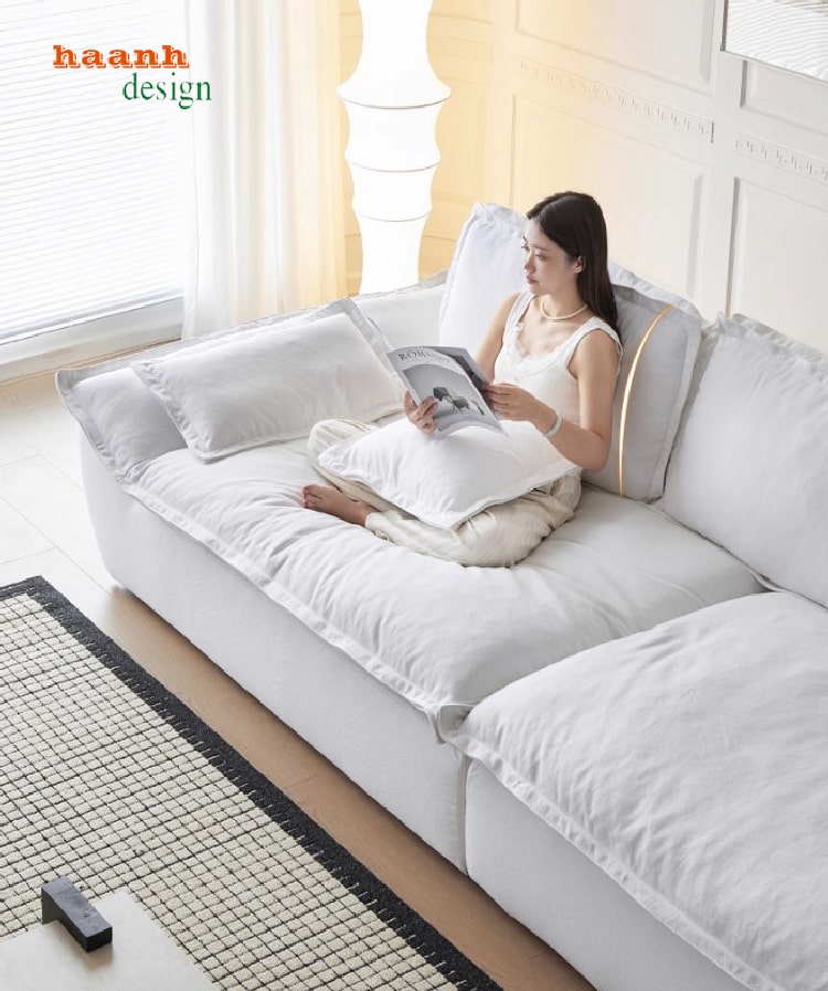 ghế sofa nỉ đẹp hiện đại phối hợp nội thất