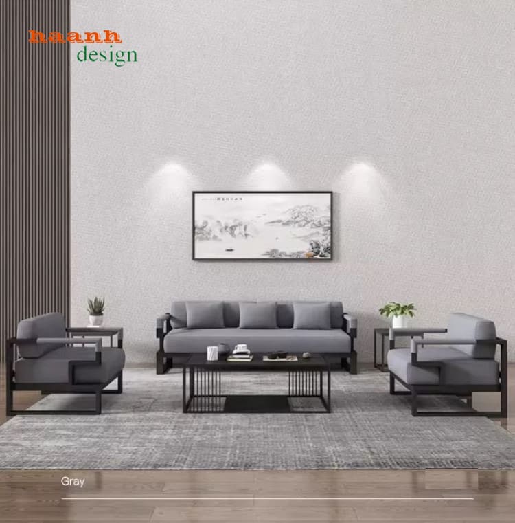 bàn ghế sofa sắt phòng khách kèm bàn đá sang trọng