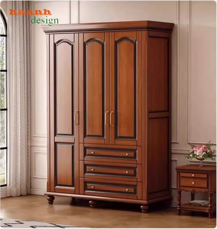 tủ áo tân cổ điển sơn pu 7 lớp ankana cao cấp