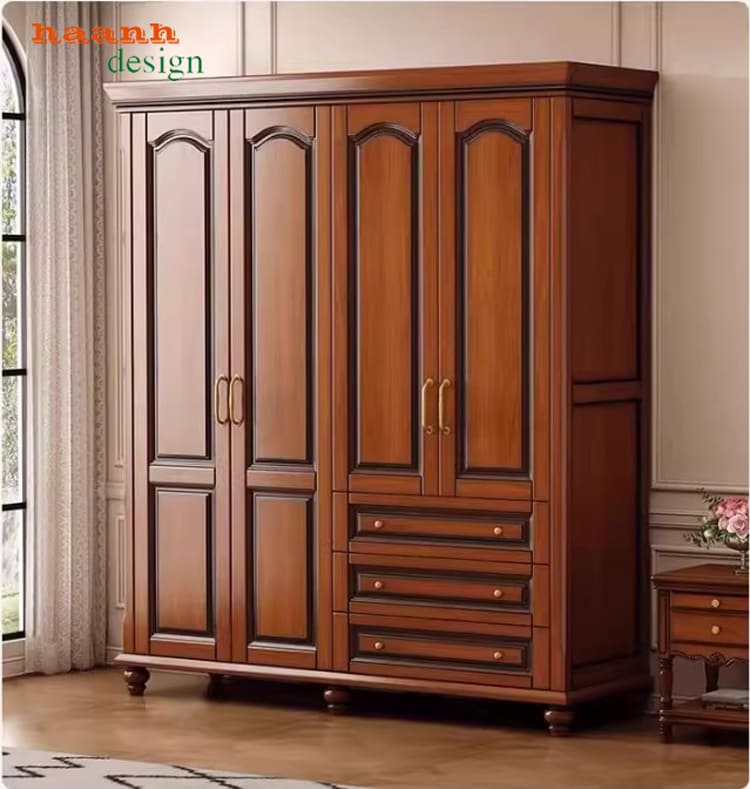 tủ quần áo tân cổ điển thiết kế ngăn khoa học