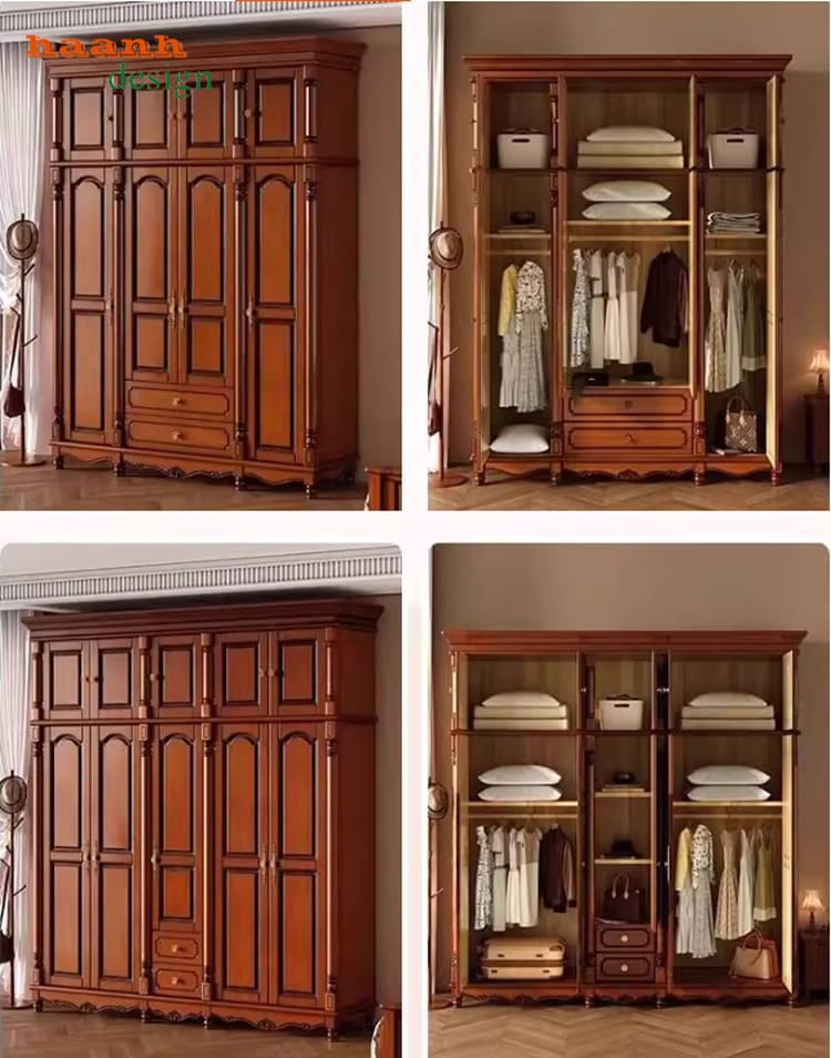 tủ áo tân cổ điển đẹp cao cấp phòng ngủ sang trọng