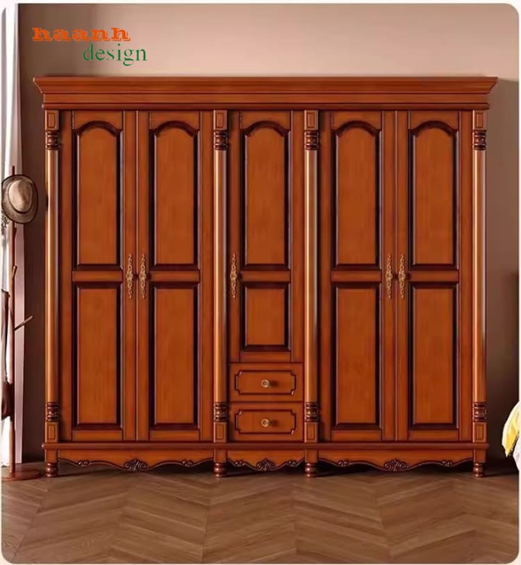tủ áo tân cổ điển gỗ sồi tự nhiên nhập khẩu nga mỹ