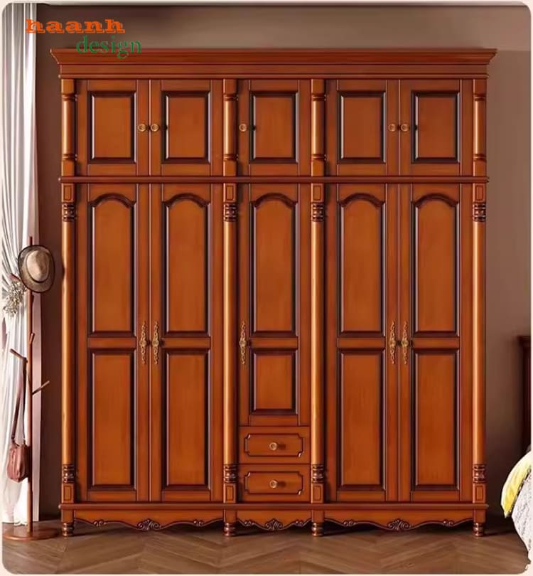 mẫu tủ quần áo tân cổ điển chạm khắc tinh xảo