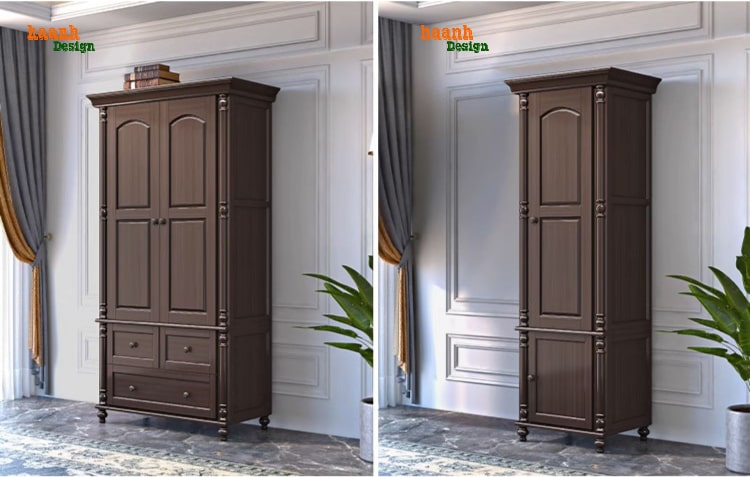Tủ Quần Áo Gỗ Tân Cổ Điển