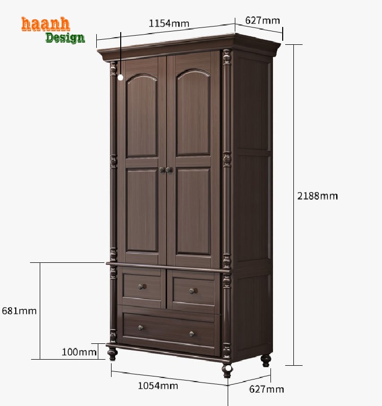 Tủ Quần Áo Gỗ Tân Cổ Điển