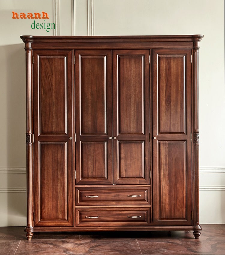 tủ quần áo tân cổ điển gỗ tự nhiên