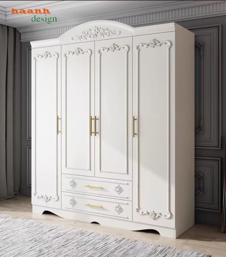 Tủ áo tân cổ điển gỗ sồi cao cấp