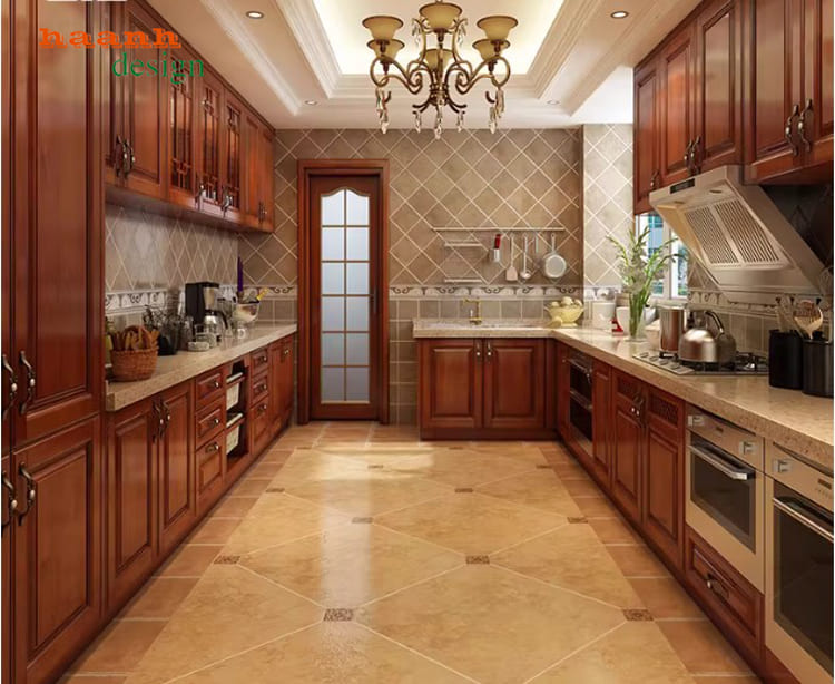 mẫu tủ bếp gỗ tự nhiên cao cấp