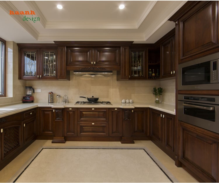 tủ bếp gỗ tự nhiên hiện đại