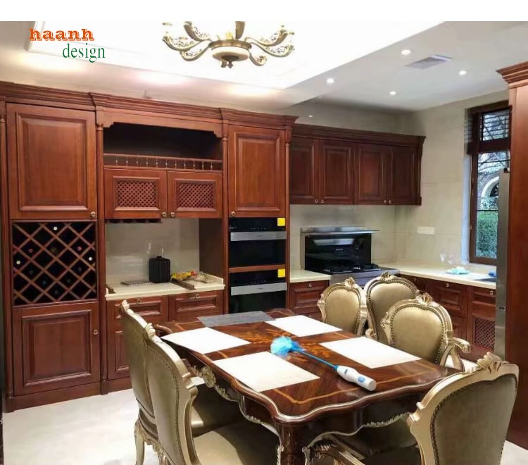tủ bếp gỗ tự nhiên hiện đại