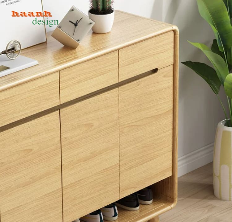 Chi tiết mặt trước TDC 009 Chi tiết mặt trước tủ giầy dép gỗ công nghiệp màu gỗ sáng
