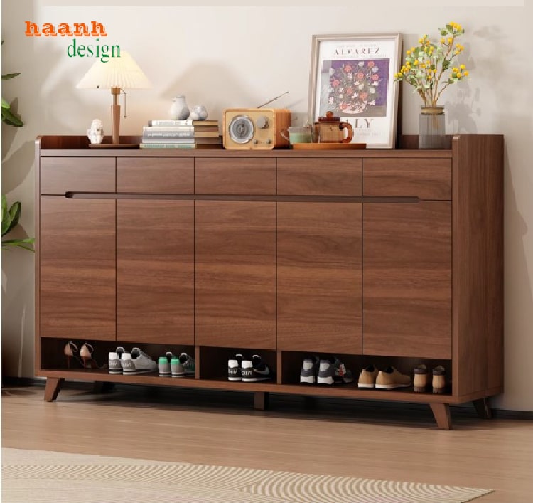 Thiết kế tủ giày gỗ công nghiệp hiện đại nhiều ngăn tiện dụng