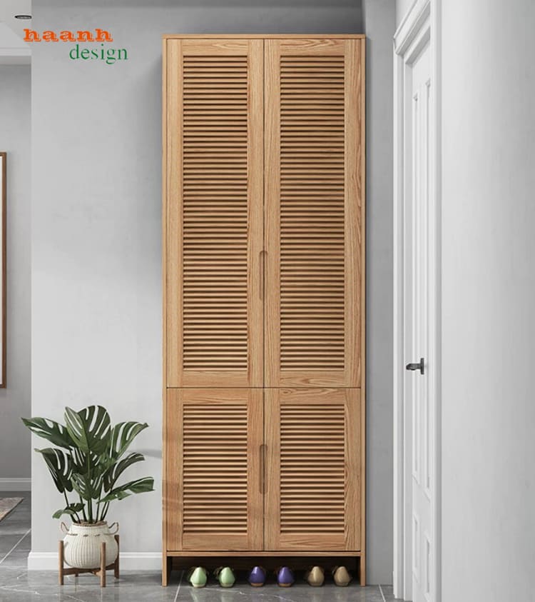 Phương án tủ hai cánh TGH 014 Tủ giày hai cánh nan dạng cao gọn