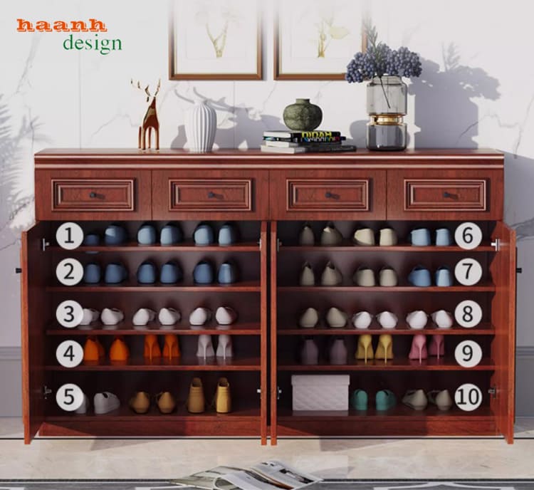 tủ đựng giày dép gỗ sồi thông minh