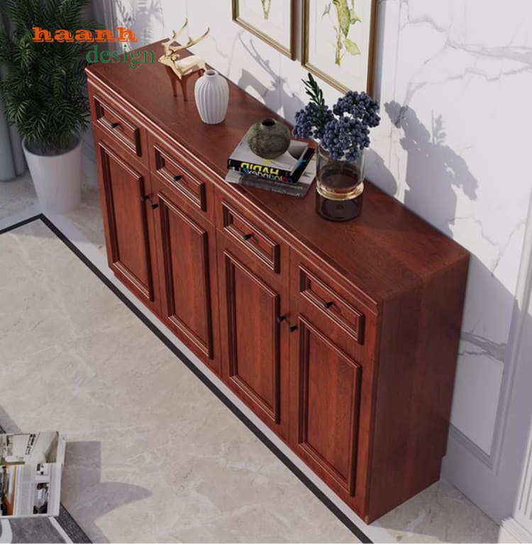 mẫu tủ giày dép hiện đại gỗ sồi