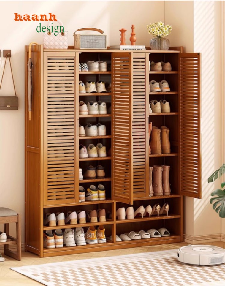 Bề mặt sơn PU cao cấp cho tủ giày gỗ tự nhiên