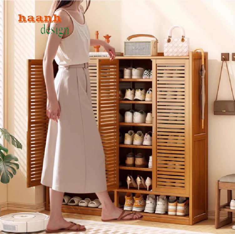 Tủ giày gỗ tự nhiên phù hợp nhiều không gian