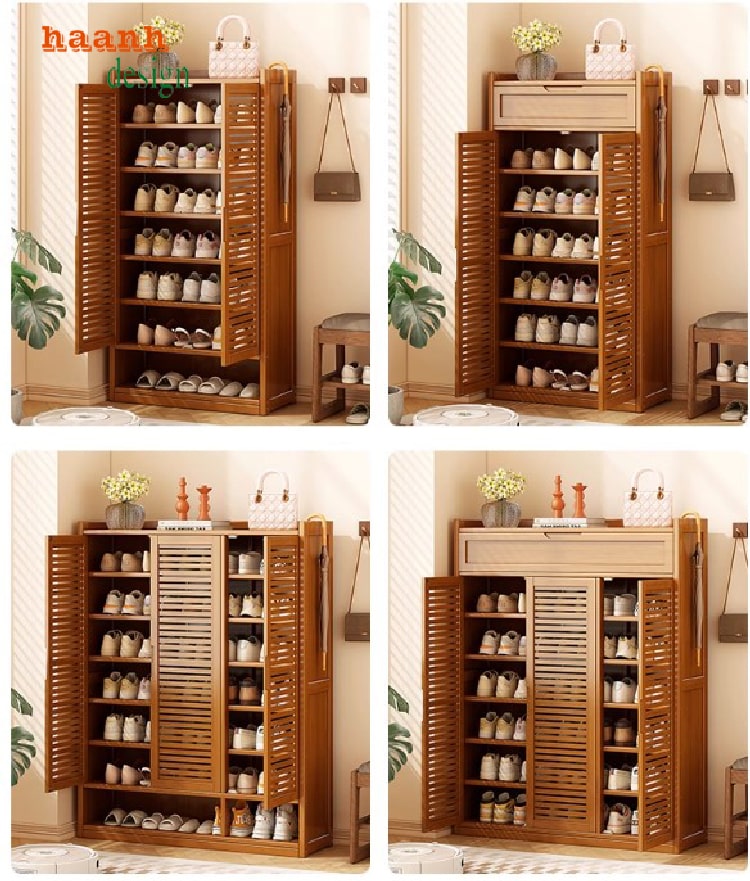 Vân gỗ tự nhiên đẹp mắt trên tủ giày gỗ