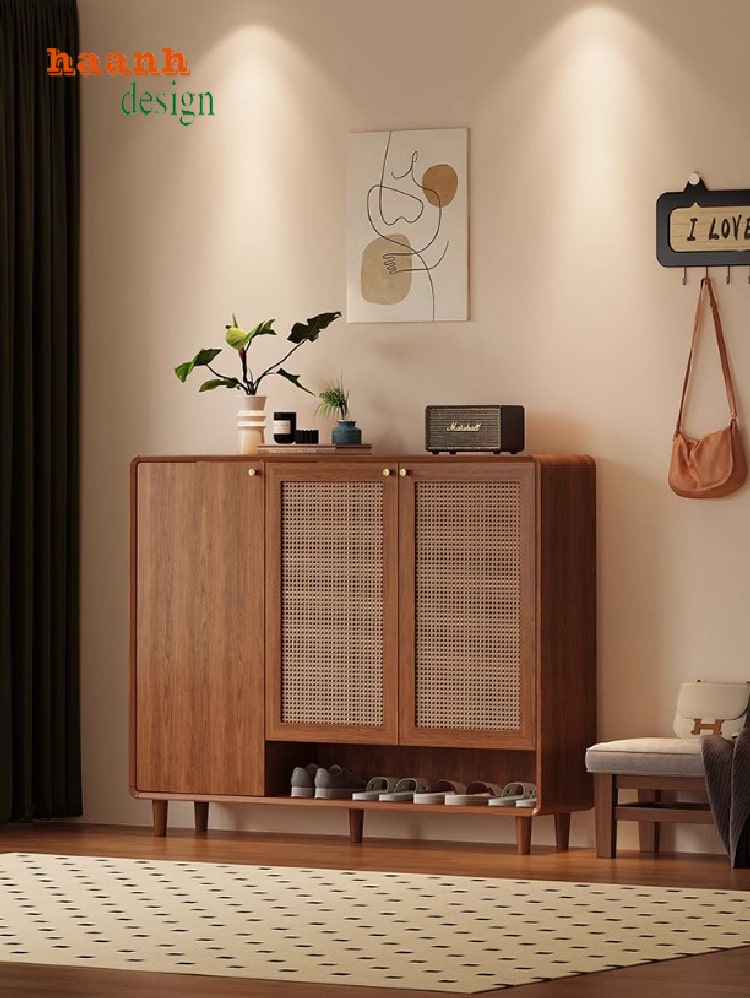 Mẫu tủ giày dép hiện đại bằng gỗ sồi cao cấp nhập khẩu