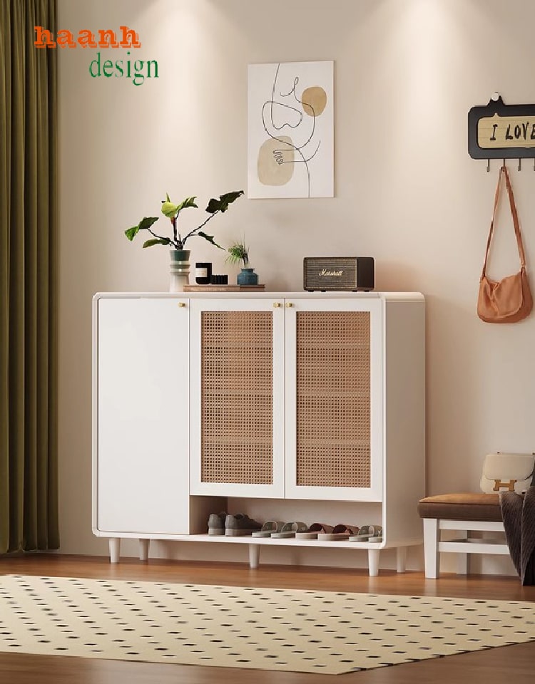 Mẫu tủ giày gỗ sồi thực tế sau khi lắp đặt