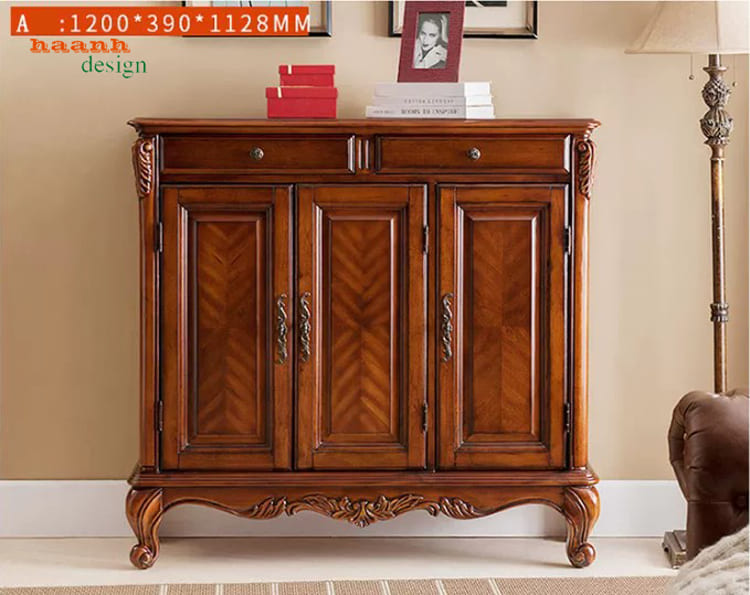 Phương án 1200 x 390 x 1128 mm Tủ giày dép tân cổ điển ba cánh kích thước 1200 x 390 x 1128 mm