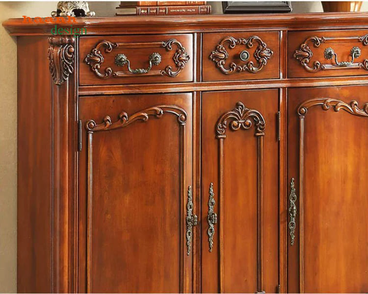 Chi tiết mặt trước tủ giày TGT 006 Chi tiết hoa văn mặt trước tủ giày TGT 006