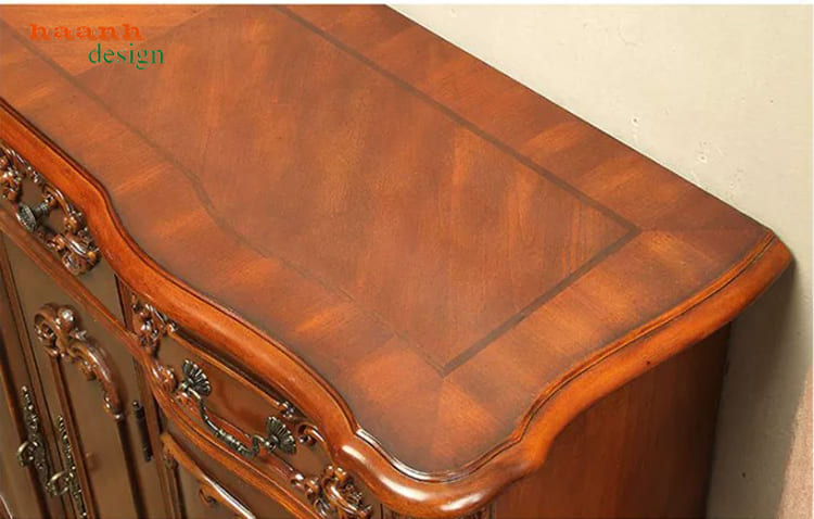 Chi tiết mặt trên tủ giày TGT 006 Chi tiết mặt trên bo cong của tủ giày TGT 006
