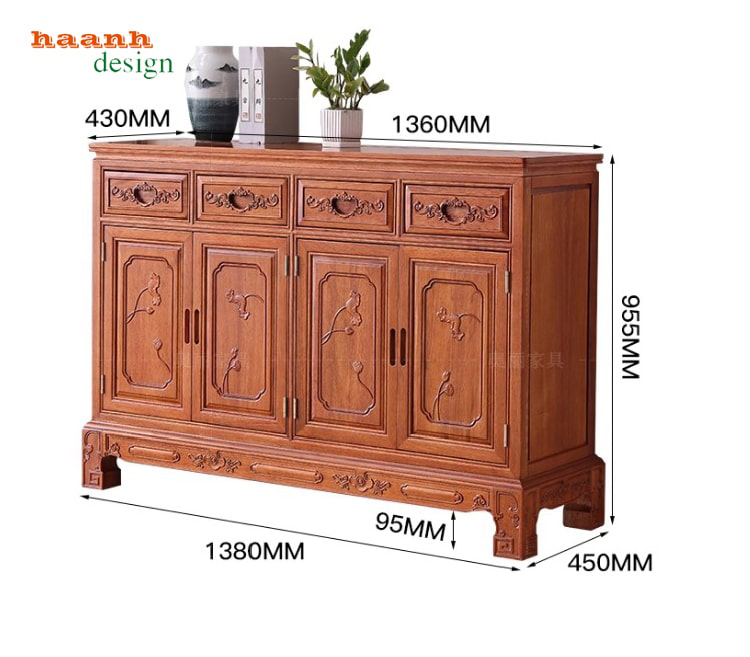 tủ để giày dép bằng gỗ gõ đỏ sang trọng