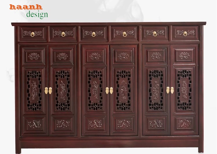 Tủ giày dép gỗ tự nhiên giả cổ