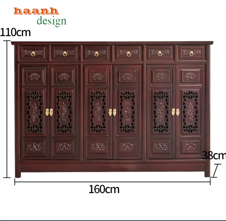 Tủ giày dép gỗ tự nhiên giả cổ