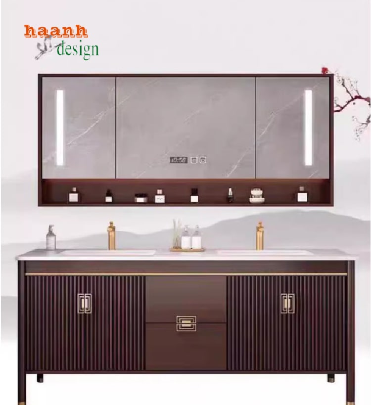 Tủ gỗ phòng tắm gỗ sồi tự nhiên sang trọng