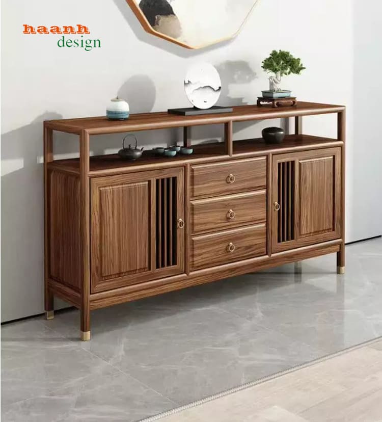 Kệ tủ để đồ gỗ sồi cao cấp cho phòng bếp hiện đại-TCD 006