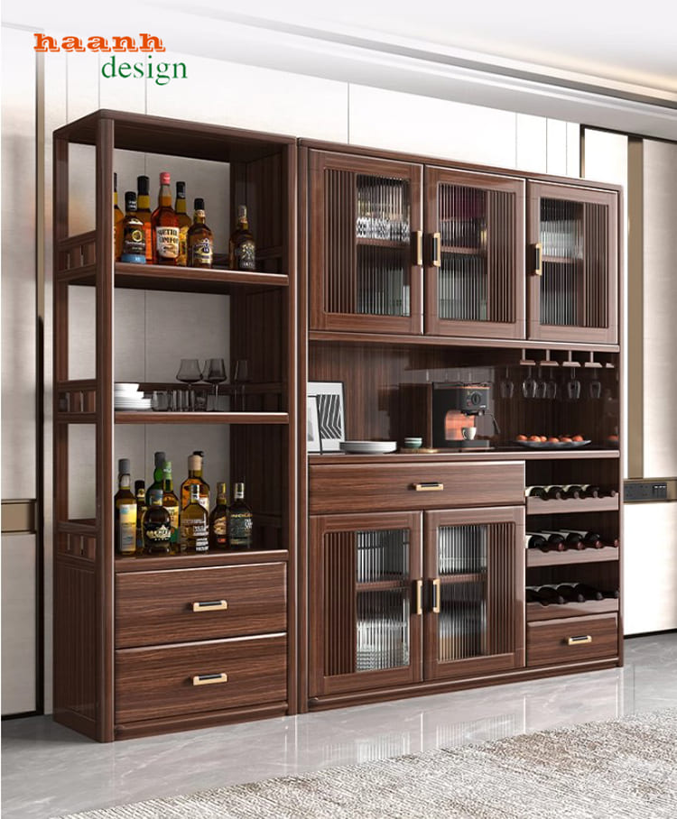 Tủ đựng đồ khô nhà bếp gỗ óc chó Bắc Mỹ