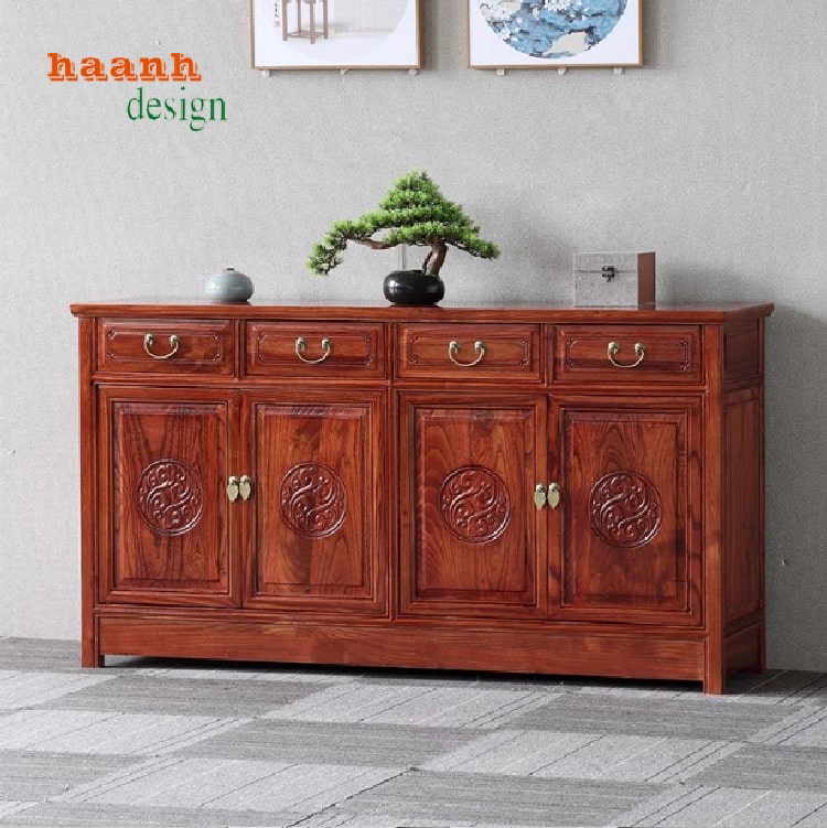 Vân gỗ sồi trên tủ lưu trữ đồ phòng bếp gỗ tự nhiên