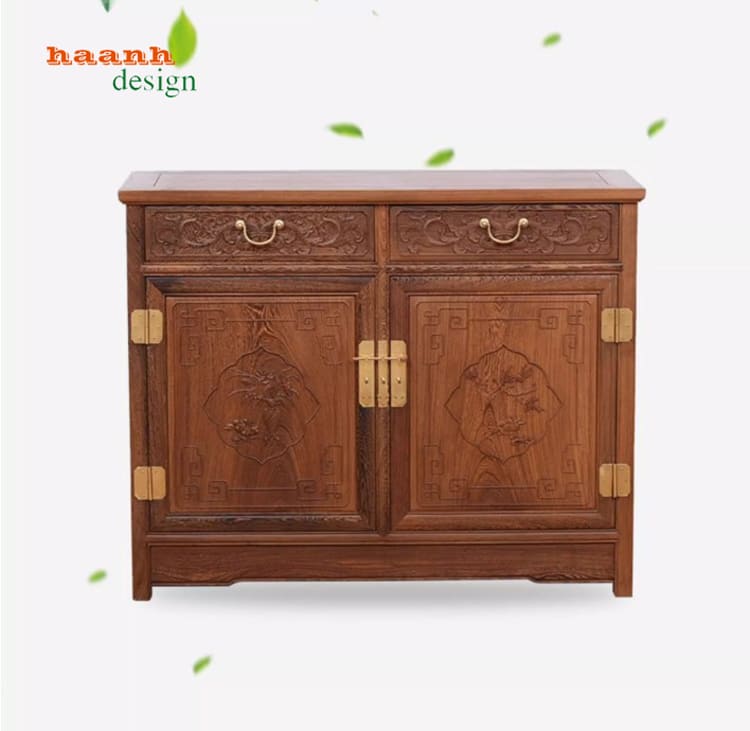 chi tiết hoa văn tủ lưu trữ gỗ giả cổ