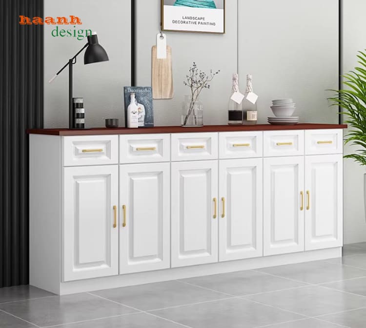 Tủ lưu trữ ph&ograve;ng ăn gỗ c&ocirc;ng nghiệp hiện đại c&aacute;nh m&acirc;y đẹp