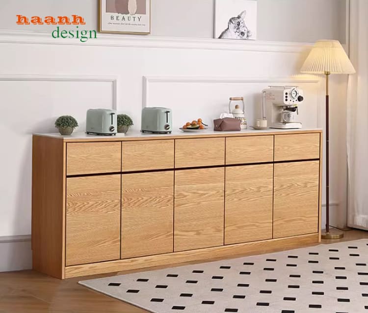tủ lưu trữ phòng bếp gỗ công nghiệp hiện đại tối giản
